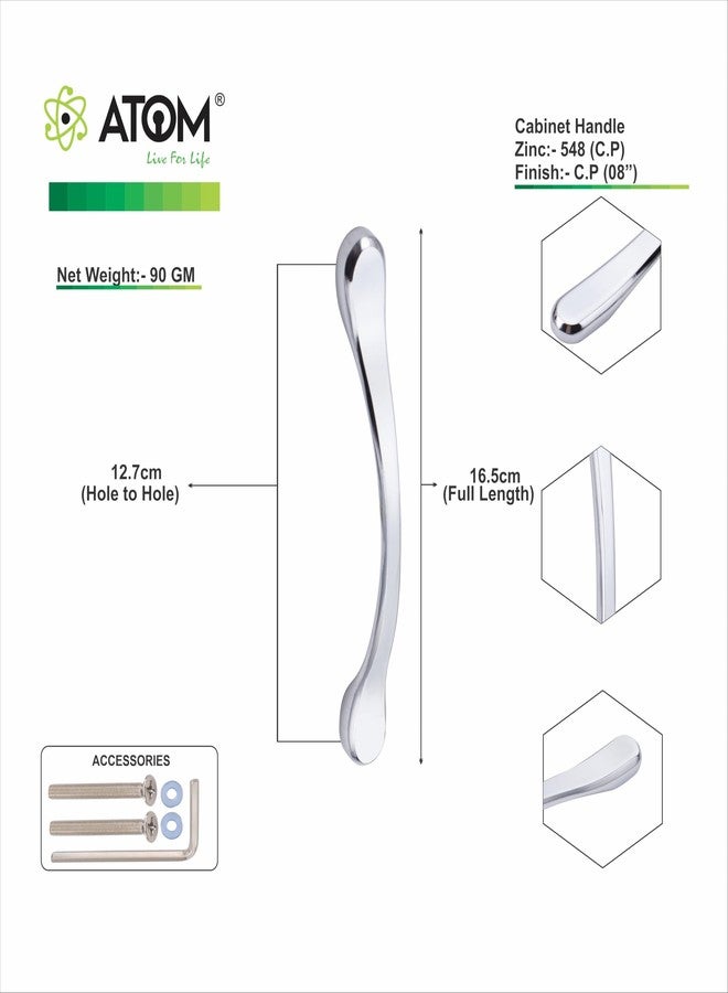 Atom 6.5 Inch Zinc Handle | CP Finish | Cabinet Grip, Wardrobe Fitting, Cupboard Bar, Drawer Knob | Pack of 2 | CH-548 - Image 5